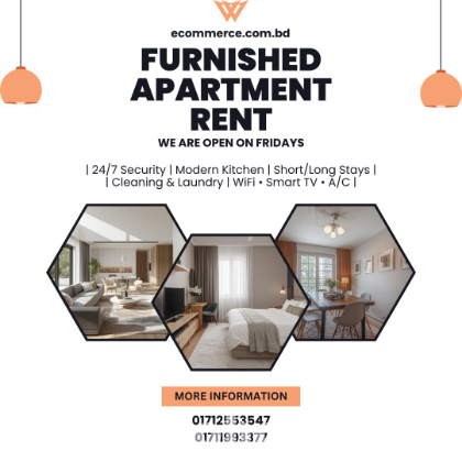 Furnished 1/2/3/4 Bedroom Apartments Rent–Bashundhara R/A